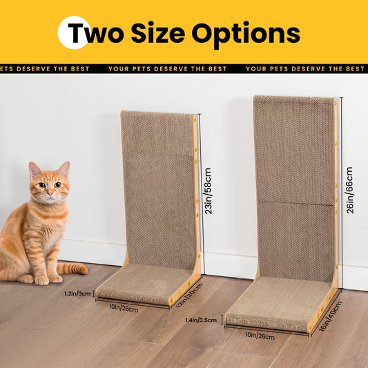 Cat Scratcher Cardboard,L Shape Scratch Pad,Vertical Scratching Board, Durable Cardboard to Protect Furniture for Indoor Cats,Light Wood Large