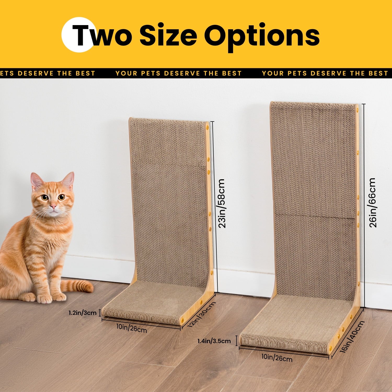 Cat Scratcher Cardboard,L Shape Scratch Pad,Vertical Scratching Board, Durable Cardboard to Protect Furniture for Indoor Cats,Light Wood Large